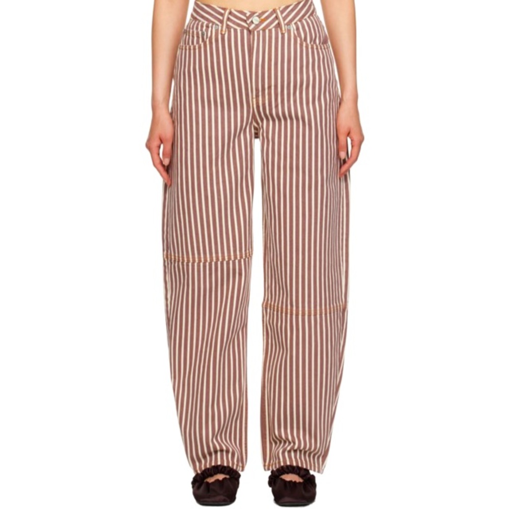 Ganni stripped denim stary brown size 27